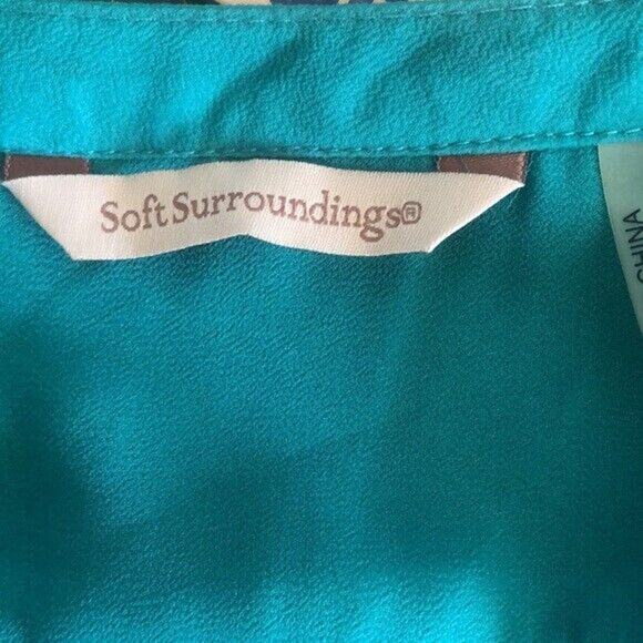 Soft Surroundings Tropical Flowers Teal Top Women's Cheetah Chiffon Sz XL Fairy - Picture 3 of 5